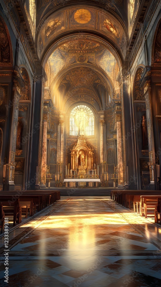 Fototapeta premium Sunlit Grandeur of a Cathedral
