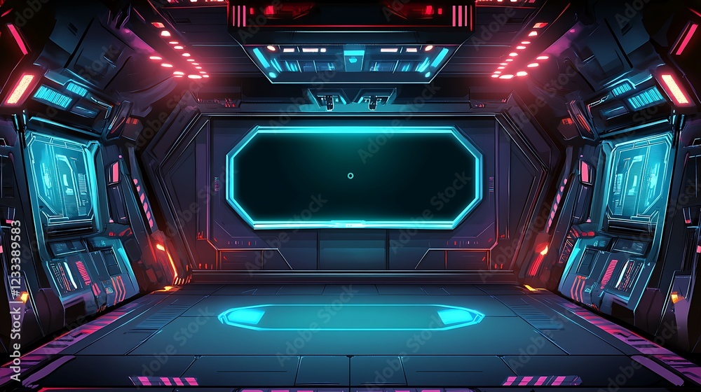 Obraz premium Futuristic Spaceship Corridor Interior Design