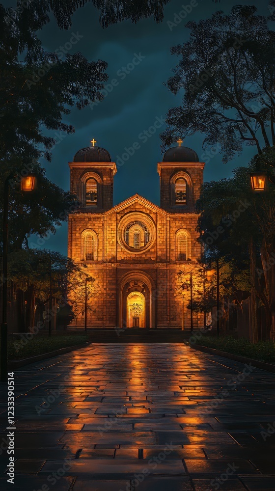 Fototapeta premium Night view of a grand cathedral