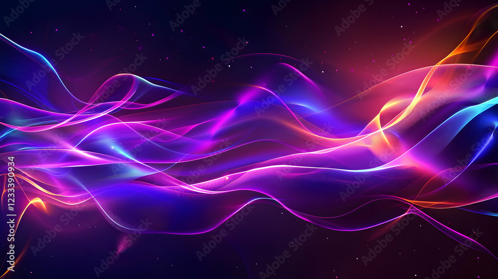 Obraz premium Abstract colorful waves of light creating a vibrant, dynamic background.