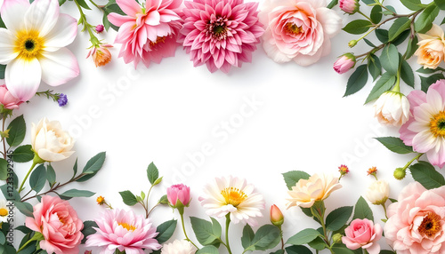 Set of different beautiful flowers on white background. Banner design