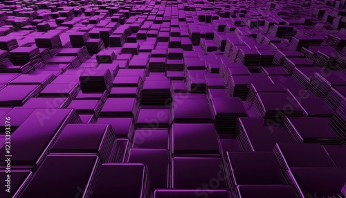 Futuristic Tech Wallpaper A Stunning Display of Geometric Glossy Blocks in Purple and Black  Embracing the Minimalist Artistry of 3D Rendering.
