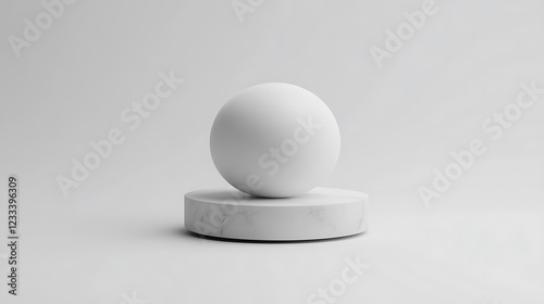White Sphere Resting on a Marble Pedestal