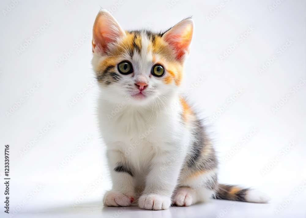 Adorable White Cat Puppy with Unique Black and Yellow Spots Adorable White Cat Puppy with Unique Black and Yellow Spots