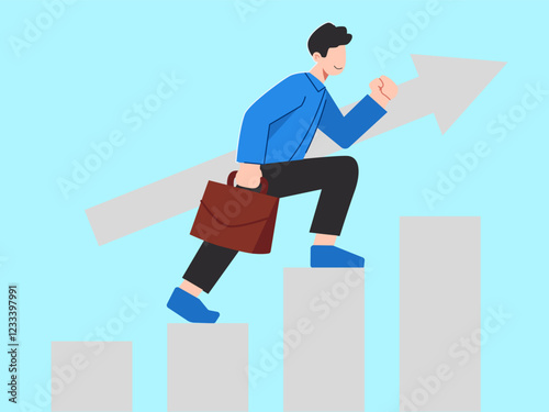 business man with a briefcase going up for profit 