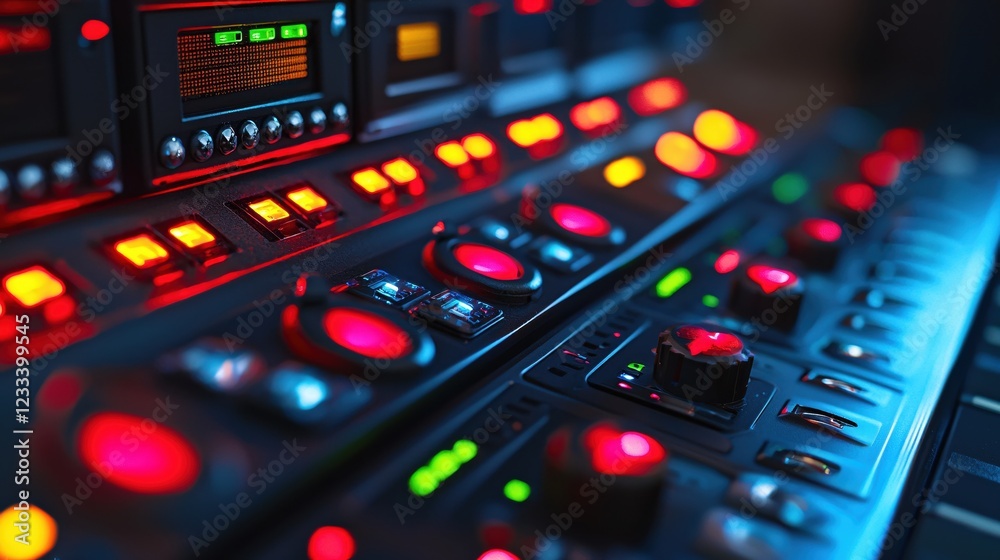 Futuristic Control Panel Red Lights Technology Interface Design Futuristic Control Panel Red Lights Technology Interface Design