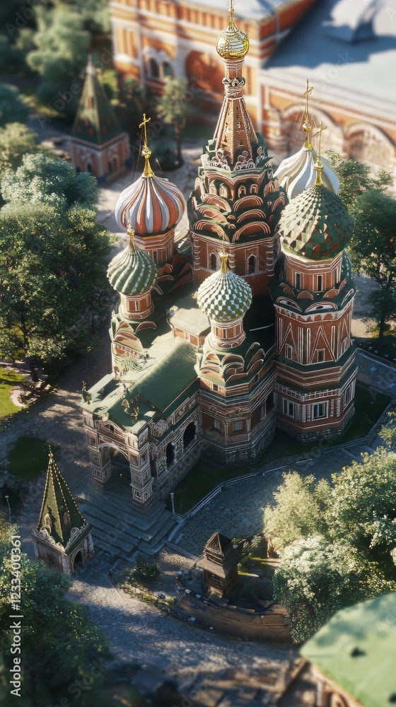 Fototapeta premium Ornate cathedral in a sunlit plaza