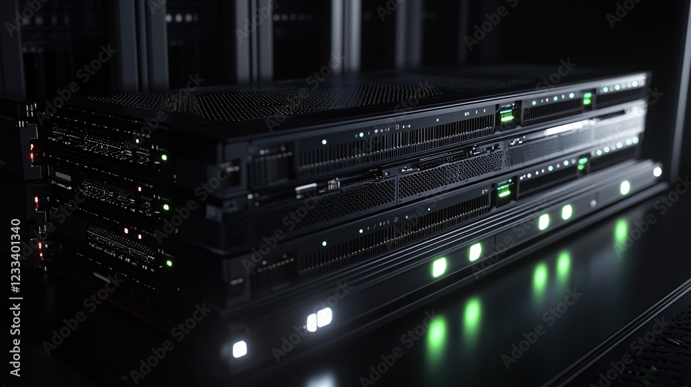 Sleek Black Servers Data Center Technology Network Infrastructure