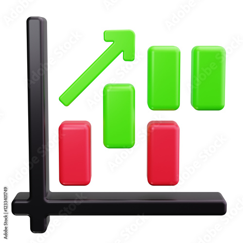 waterfall chart 3d render icons