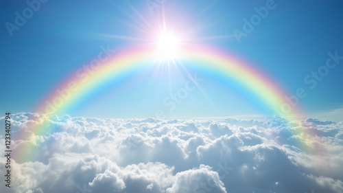 空に描かれる虹のアーチ – 希望と癒しの瞬間