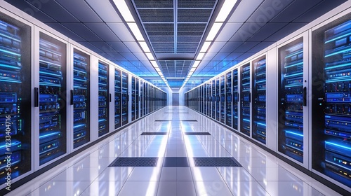 Modern Data Center Server Room Corridor Technology Infrastructure