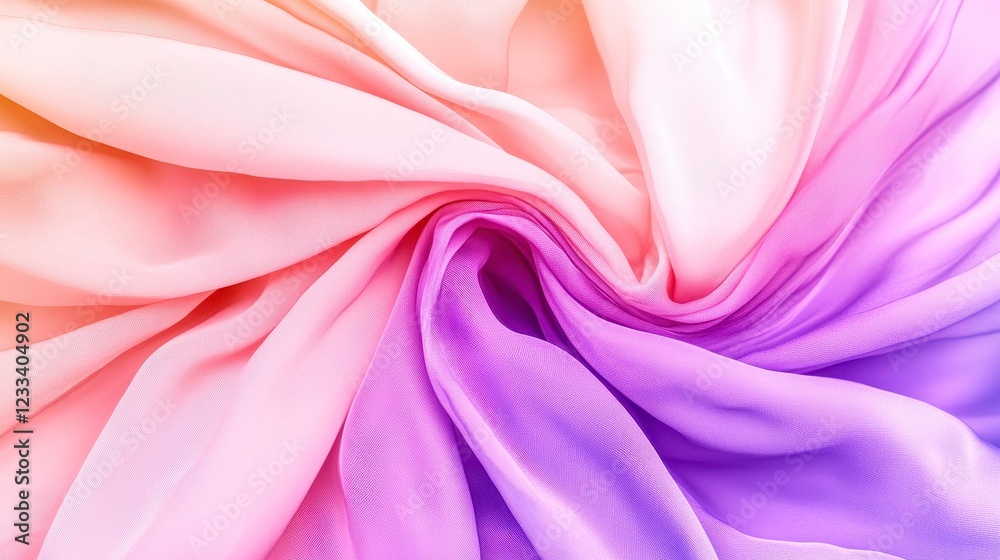 Obraz premium Soft Flowing Fabric Draped in Gradient of Peach and Purple Shades