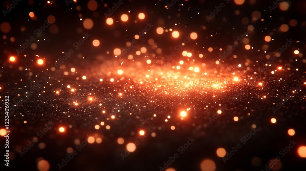 Obraz premium Abstract Orange Glitter Background With Sparkling Lights