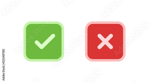 Green check mark, red cross mark Animation. Animated checklist signs, approval badge. Flat and modern checkmark transparent background 4K