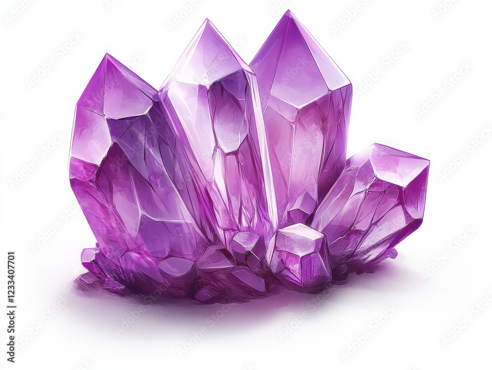 Cluster of vibrant purple crystals, sharp edges, and translucent texture. Cluster of vibrant purple crystals, sharp edges, and translucent texture.