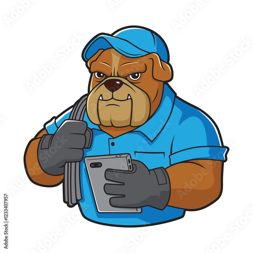 mechanical bulldog mascot cartoon illustration