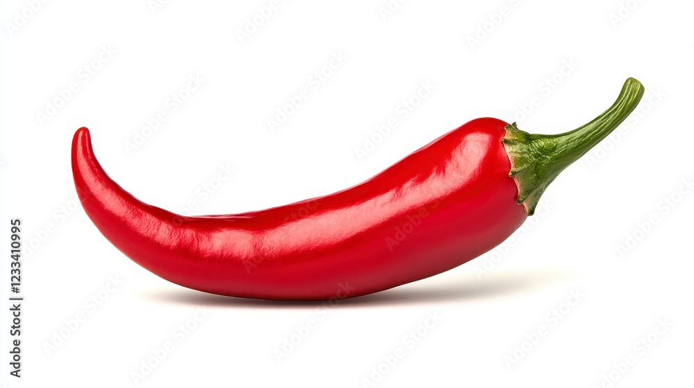 Fresh Red Chili Pepper with Glossy Skin on White Background Fresh Red Chili Pepper with Glossy Skin on White Background