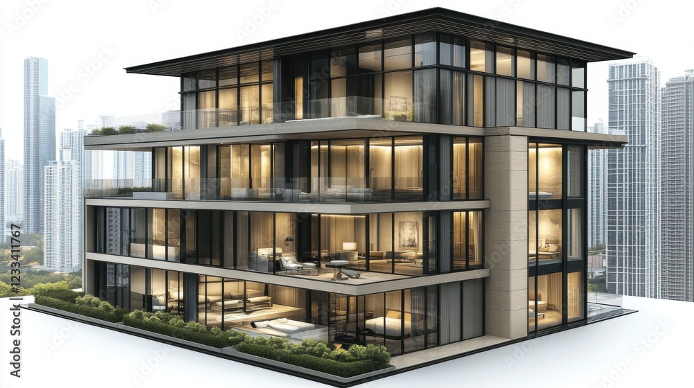 Modern Architectural Design of Stylish Multistory Building Modern Architectural Design of Stylish Multistory Building