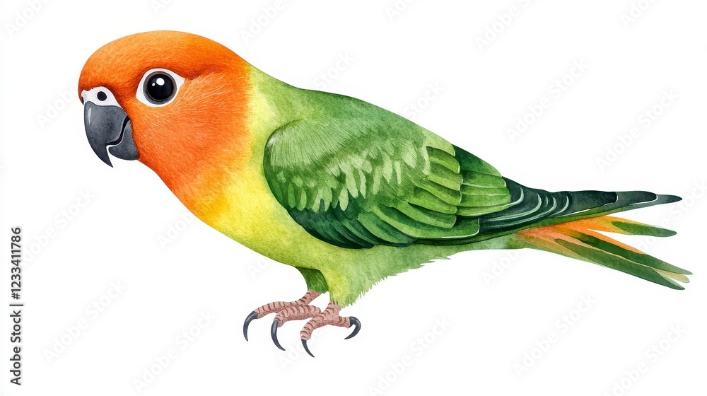 Vibrant Parrot Illustration with Bright Orange and Green Feathers Vibrant Parrot Illustration with Bright Orange and Green Feathers