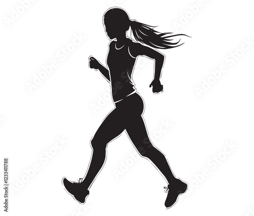 silhouette of a girl running, silhouette of a woman running, silhouette of a person running