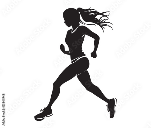 silhouette of a girl running, silhouette of a woman running, silhouette of a person running
