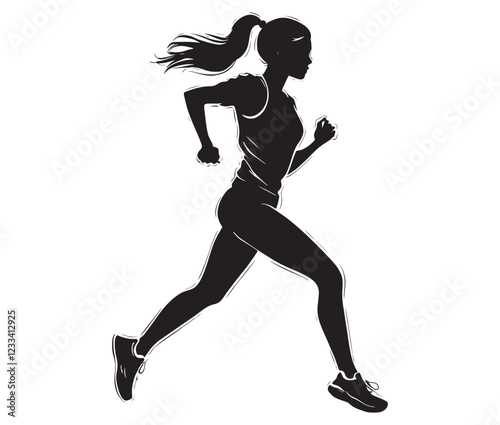 silhouette of a girl running, silhouette of a woman running, silhouette of a person running