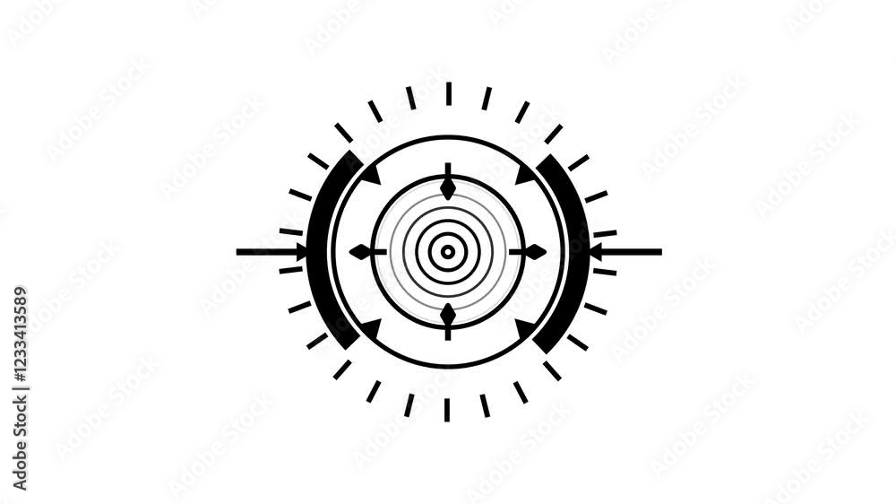 black HUD Circle User interface on black background. Target searching scope and scanning element theme. Digital UI and Sci-fi circular. 4K motion graphic footage video black HUD Circle User interface on black background. Target searching scope and scanning element theme. Digital UI and Sci-fi circular. 4K motion graphic footage video