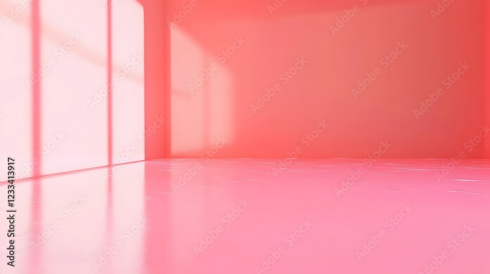 Fototapeta premium Pink Room Corner Showing Light and Shadows