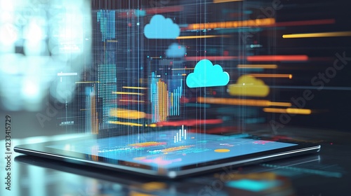 Digital Cloud Computing Data Technology on Tablet