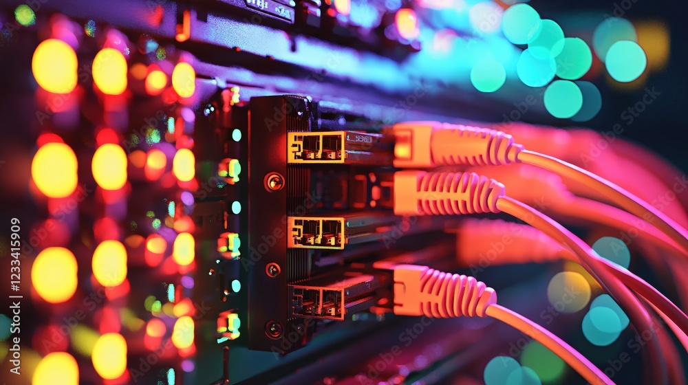 Network Server Connections Vibrant Cables Data Center Technology Network Server Connections Vibrant Cables Data Center Technology