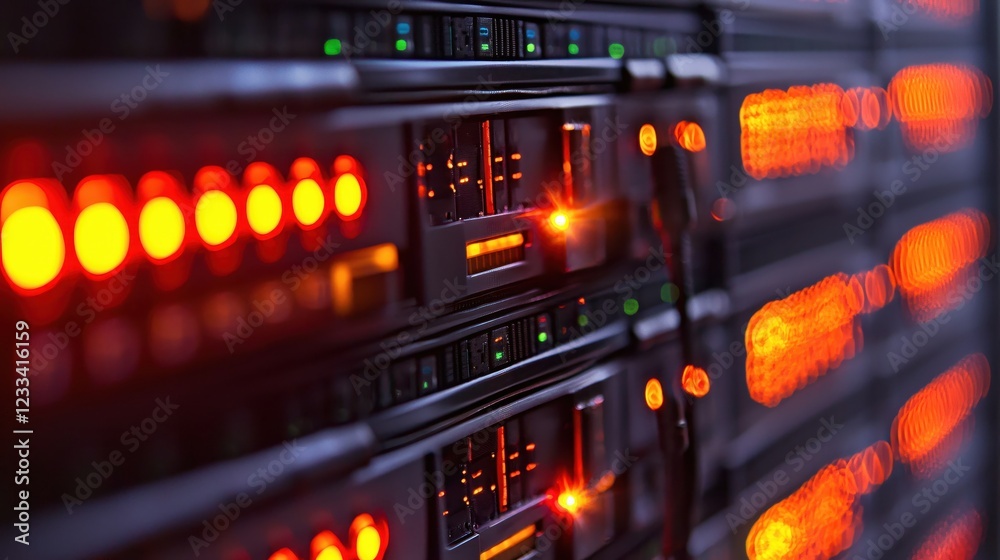 Server Room Technology Network Data Center Lights Glowing Server Room Technology Network Data Center Lights Glowing