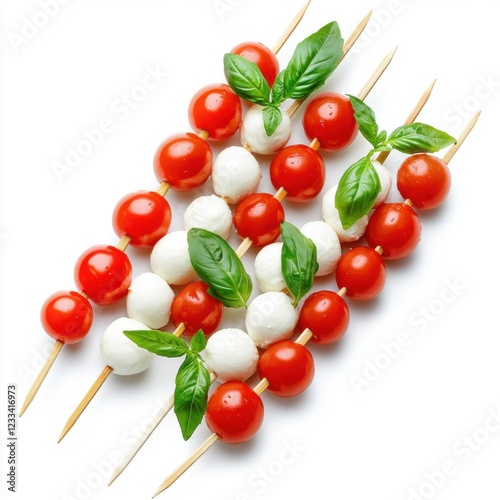  Mini skewers of mozzarella balls cherry tomatoes 