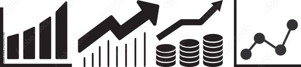 Profit growing icon. Isolated vector icon. Progress bar. Growing graph icon graph sign. Chart increase profit. Growth success arrow icon. Profit growing icon. Isolated vector icon. Progress bar. Growing graph icon graph sign. Chart increase profit. Growth success arrow icon.