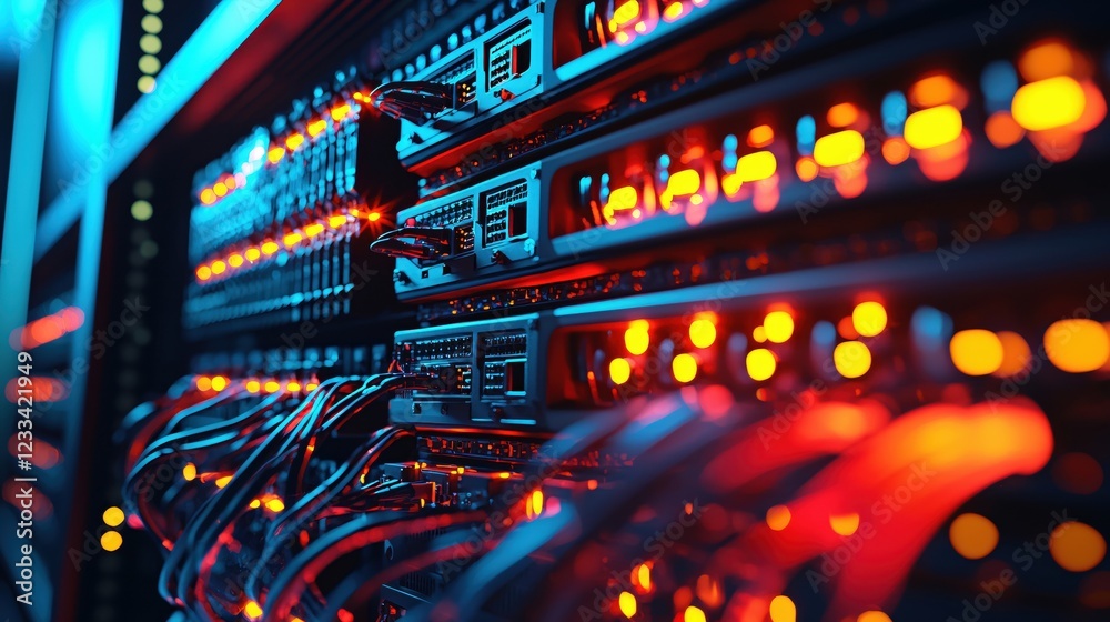 Fototapeta premium Intense Server Room Network Data Center Technology