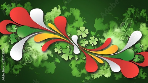 st. patrick's day banner with floral background with flowers
