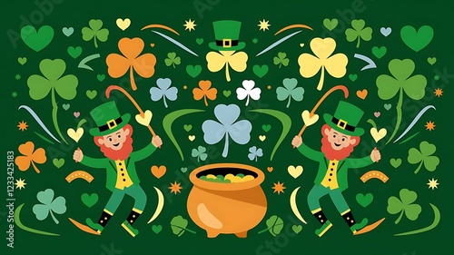 St. patrick's day banner background with Coin clover