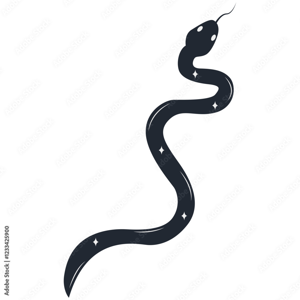 Fototapeta premium Mystical Celestial Doodle. Isolated on White Background. Flat Vector Illustration