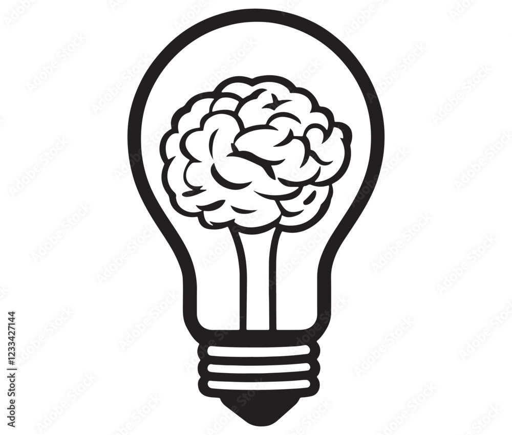 light bulb with brain icon, bulb with brain logo light bulb with brain icon, bulb with brain logo
