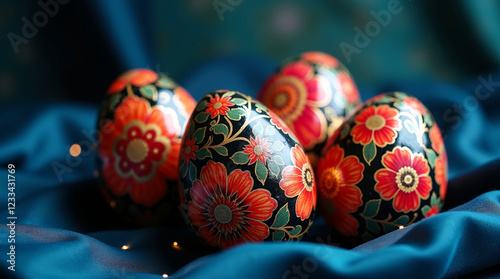Khokhloma-style Easter eggs for a stylish Russian Easter celebration. 