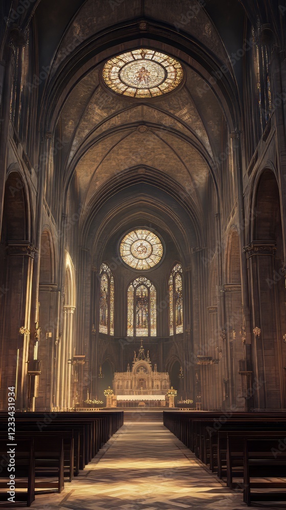 Fototapeta premium Sunlit Cathedral Interior