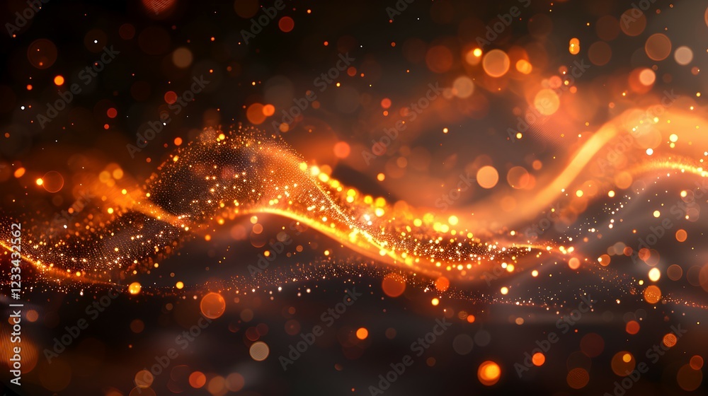 Abstract glowing waves with sparkles in warm tones. Abstract glowing waves with sparkles in warm tones.
