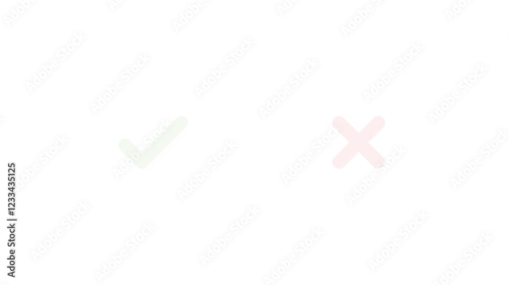 Green check mark, red cross mark Animation. Animated checklist signs, approval badge. Flat and modern checkmark transparent background 4K	
