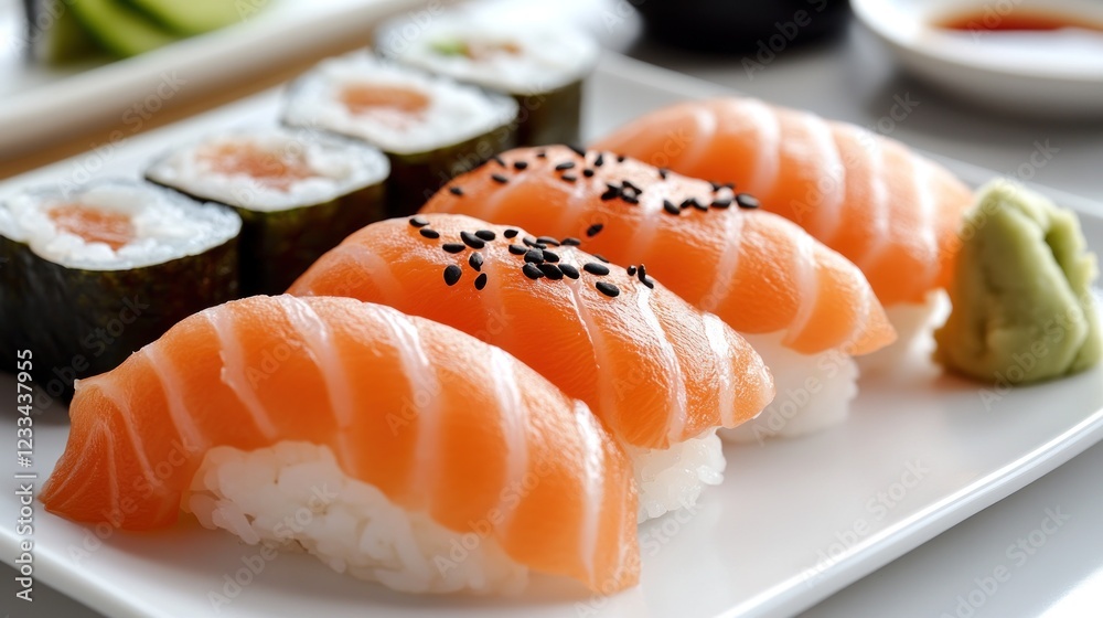 Delicious Salmon Sushi Platter: A Culinary Delight Delicious Salmon Sushi Platter: A Culinary Delight