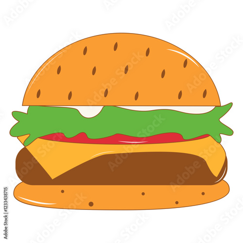 Junk Food with Cute Cartoon Design. Vector Illustration