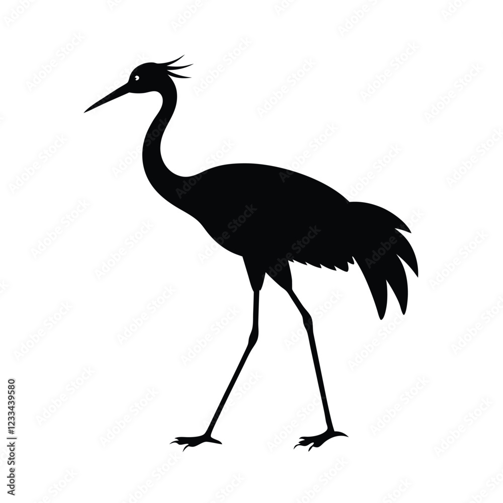 Obraz premium black crowned crane vector illustration