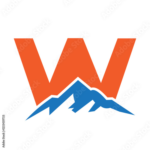 Initial Monogram Letter W Mountain Logo. Explore Mountain Adventure Symbol