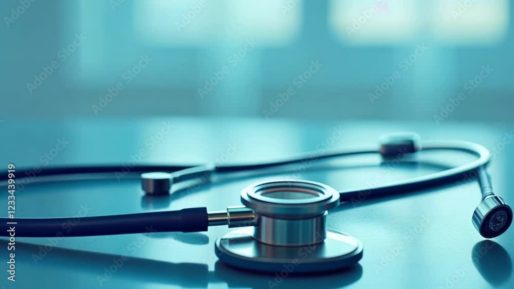 Medical Stethoscope on a Reflective Surface Medical Stethoscope on a Reflective Surface