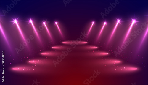 eye catching bright spotlight on empty stage background