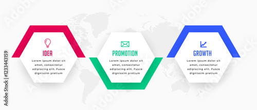 corporate infographic process diagram template with 3 step