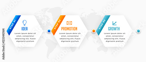 3 step infographic process chart template for business marketing